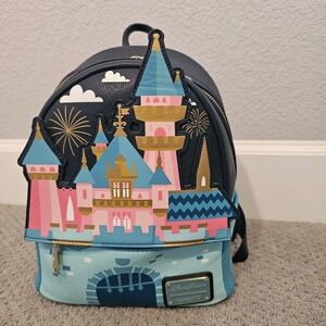 Disneyland Loungefly Sleeping Beauty Castle mini backpack front zip pocket